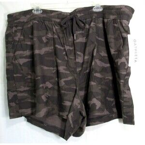Athleta Camo Farallon Boca Tie Elastic Waist Pockets Shorts Size 26 NWT